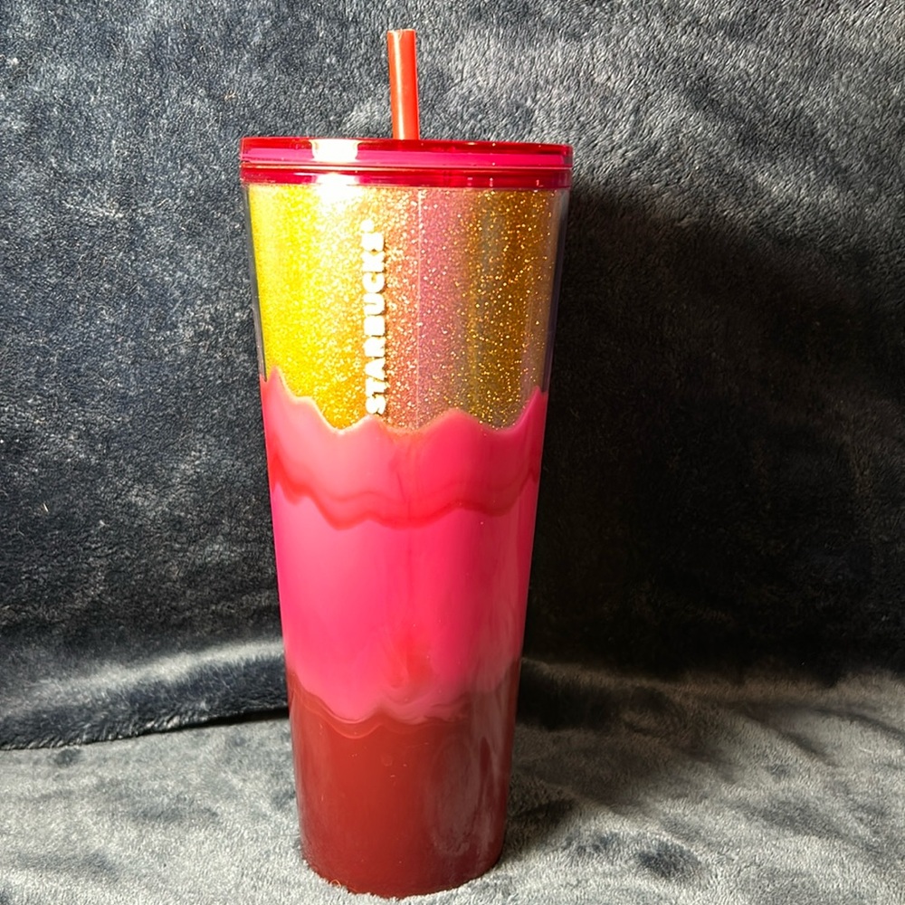 Starbucks Venti sized tumbler with straw
